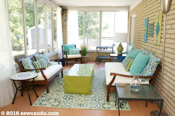 DIY Exotic Sunroom Back Porch Makeover from Sew Can Do